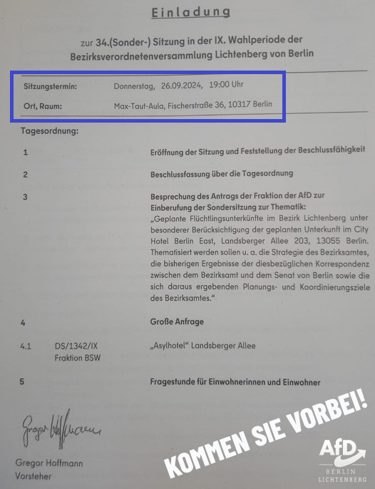 Einladung Sondersitzung